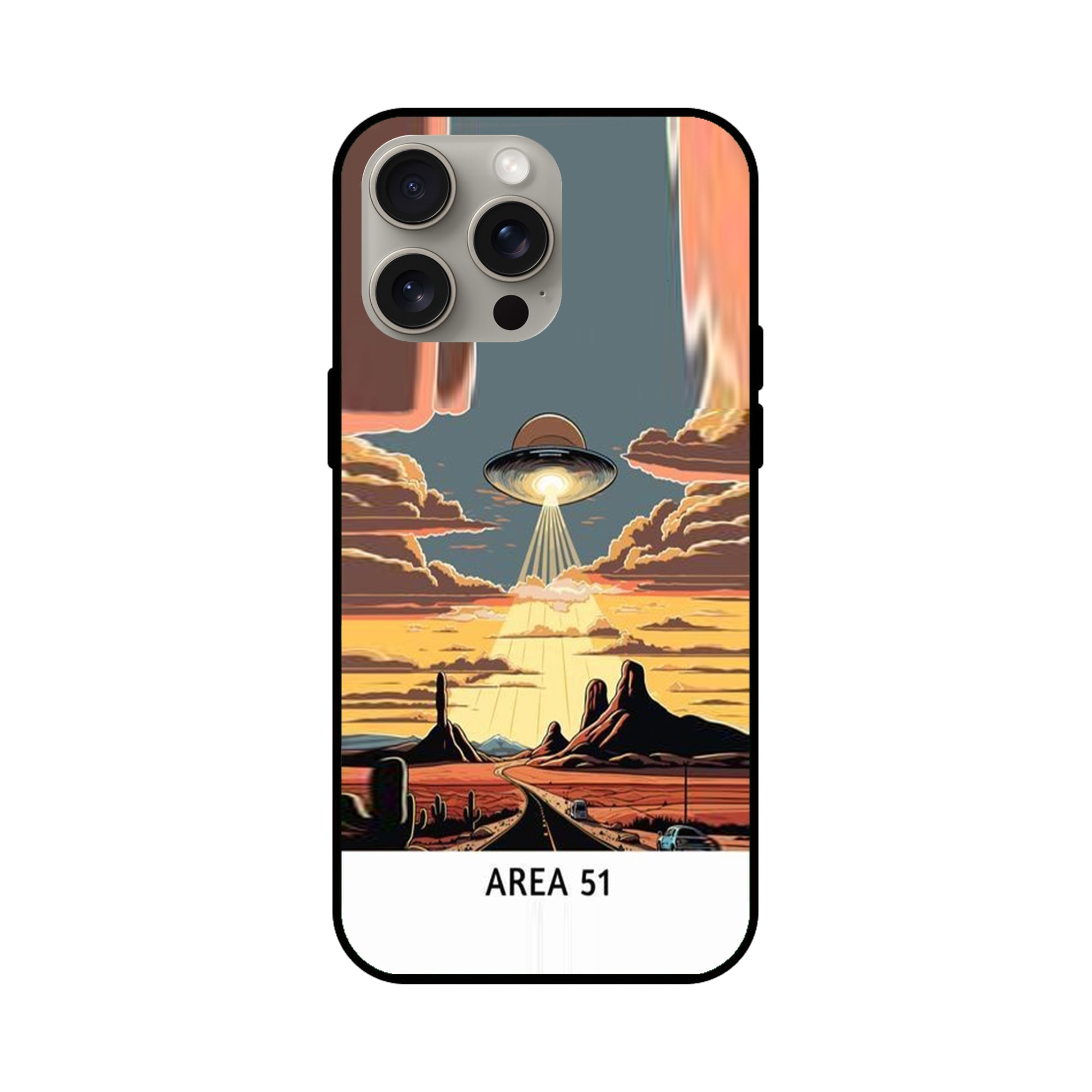 Buy Area 51 Glass/Metal Back Mobile Phone Case/Cover For iPhone 15 Pro Max Online