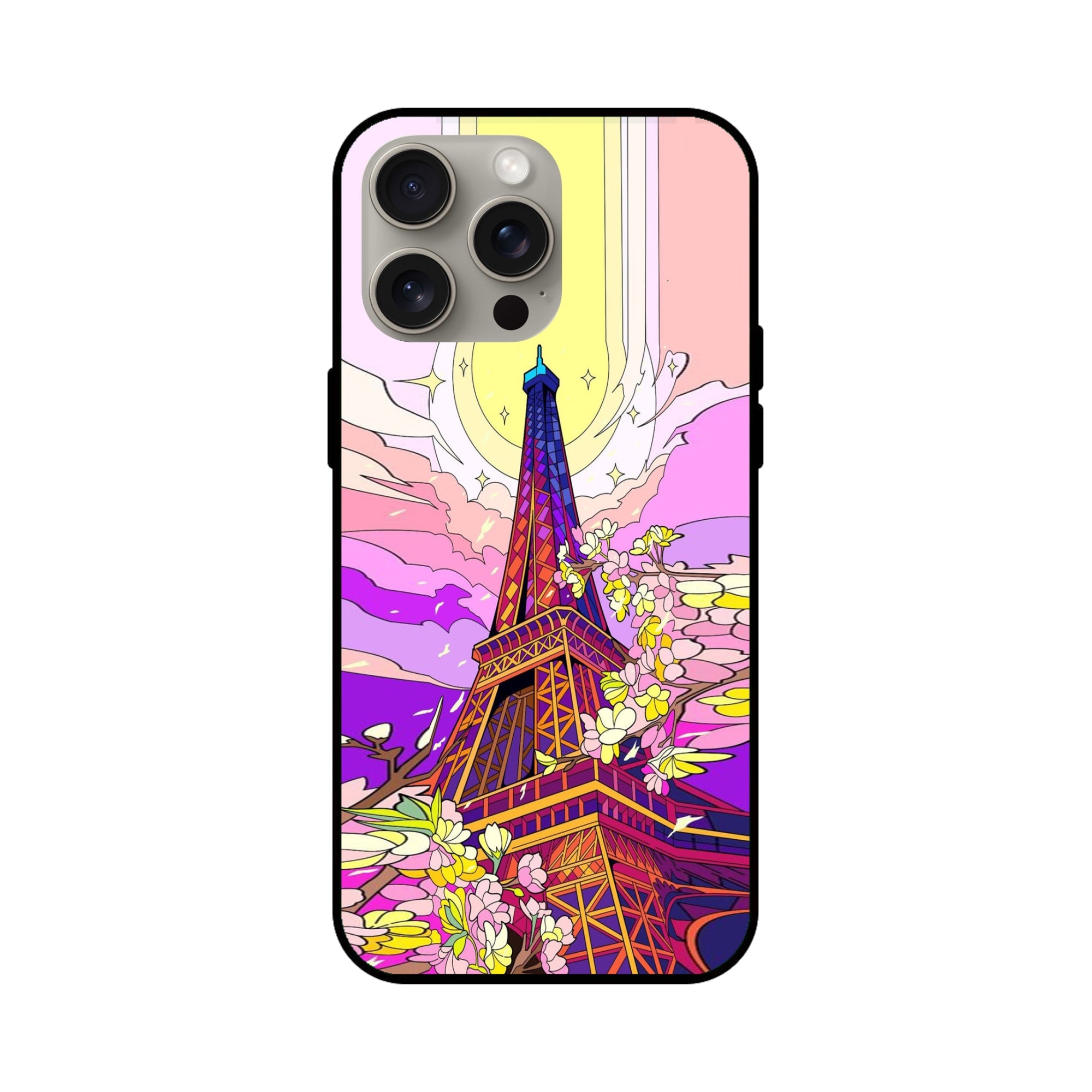 Buy Eiffl Tower Glass/Metal Back Mobile Phone Case/Cover For iPhone 15 Pro Max Online