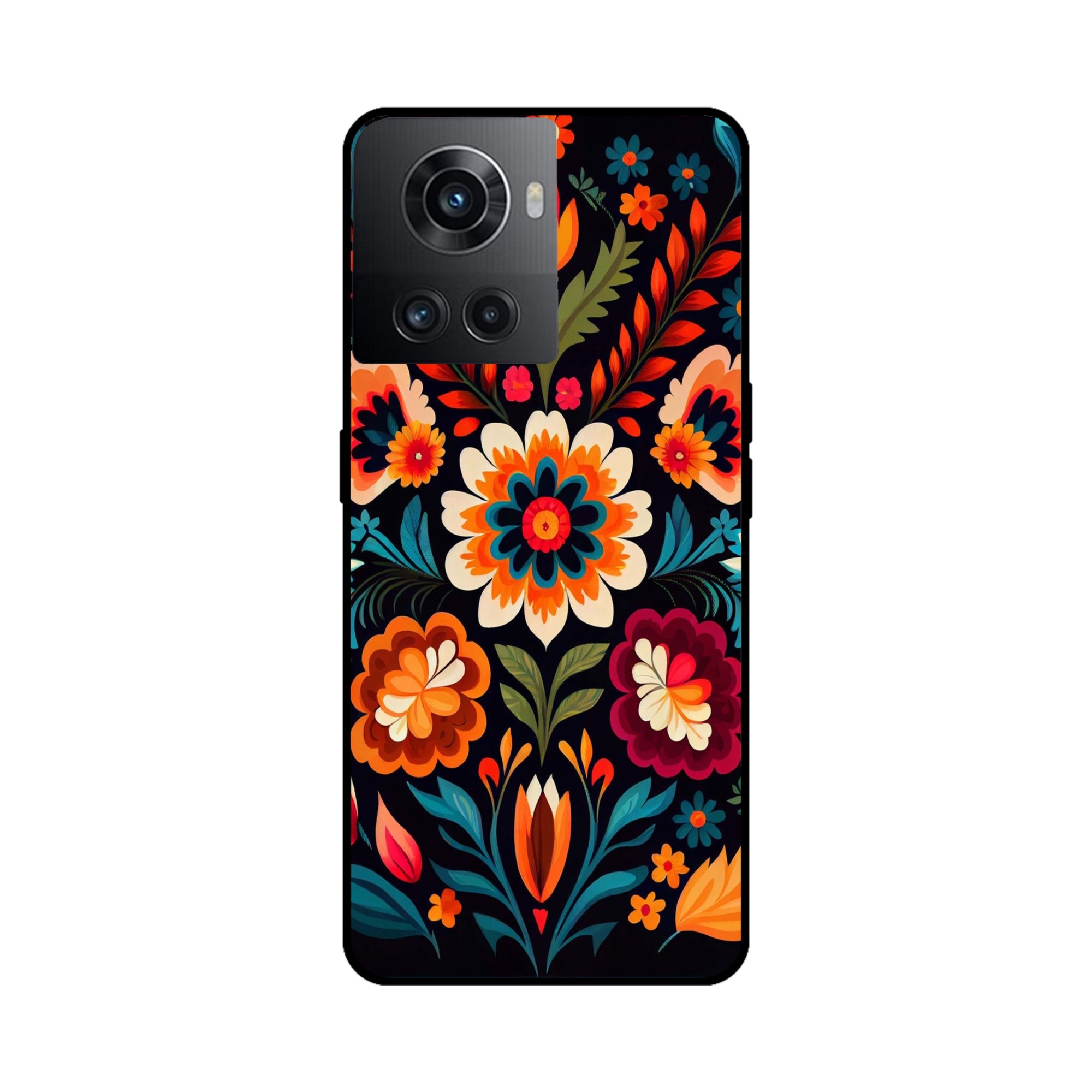 Buy Flower Metal-Silicon Back Mobile Phone Case/Cover For OnePlus 10R Online