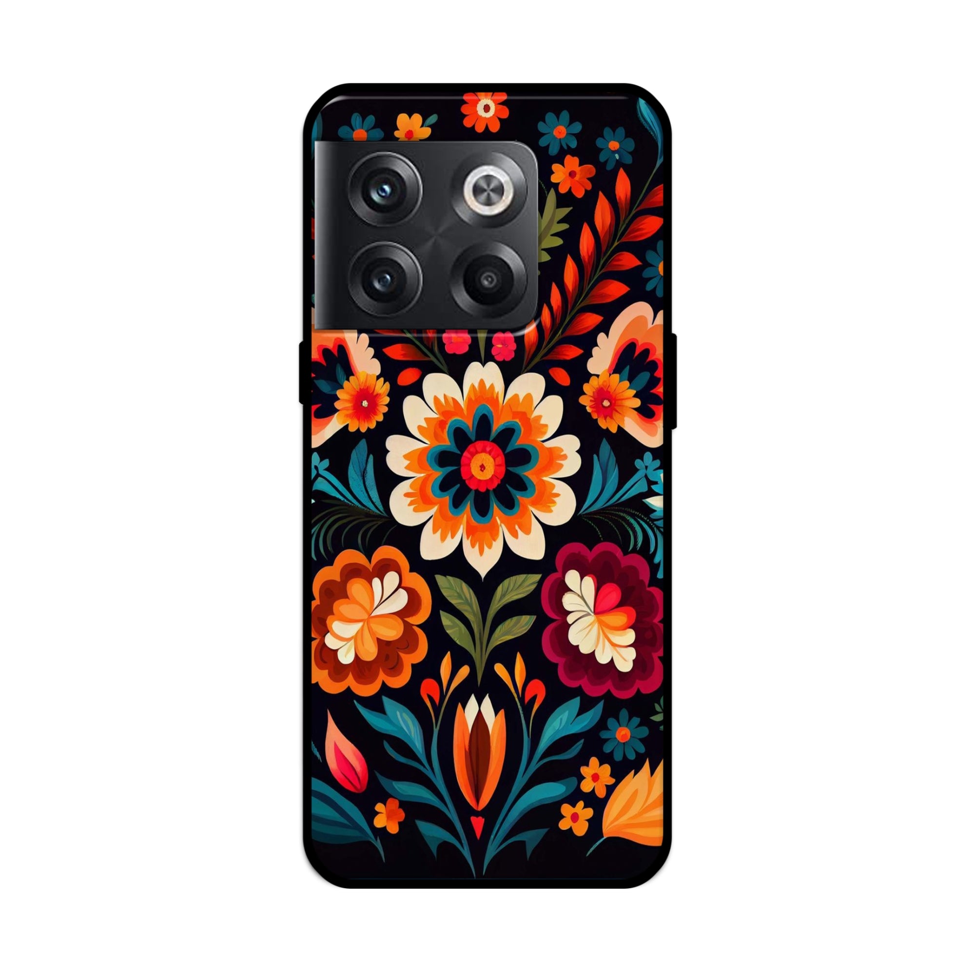 Buy Flower Metal-Silicon Back Mobile Phone Case/Cover For OnePlus 10T Online