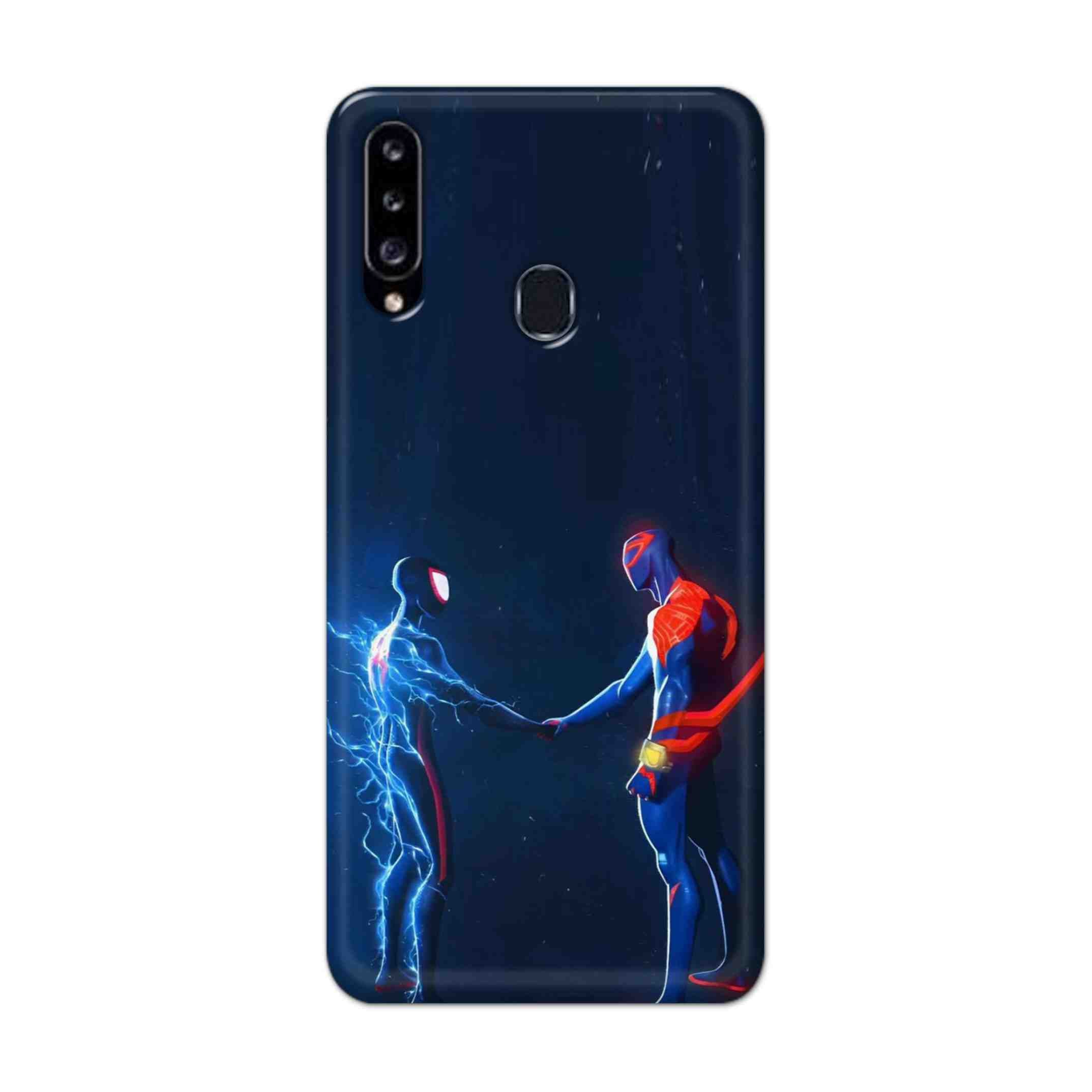 Buy Miles Morales Meet With Spiderman Hard Back Mobile Phone Case Cover For Samsung Galaxy A21 Online