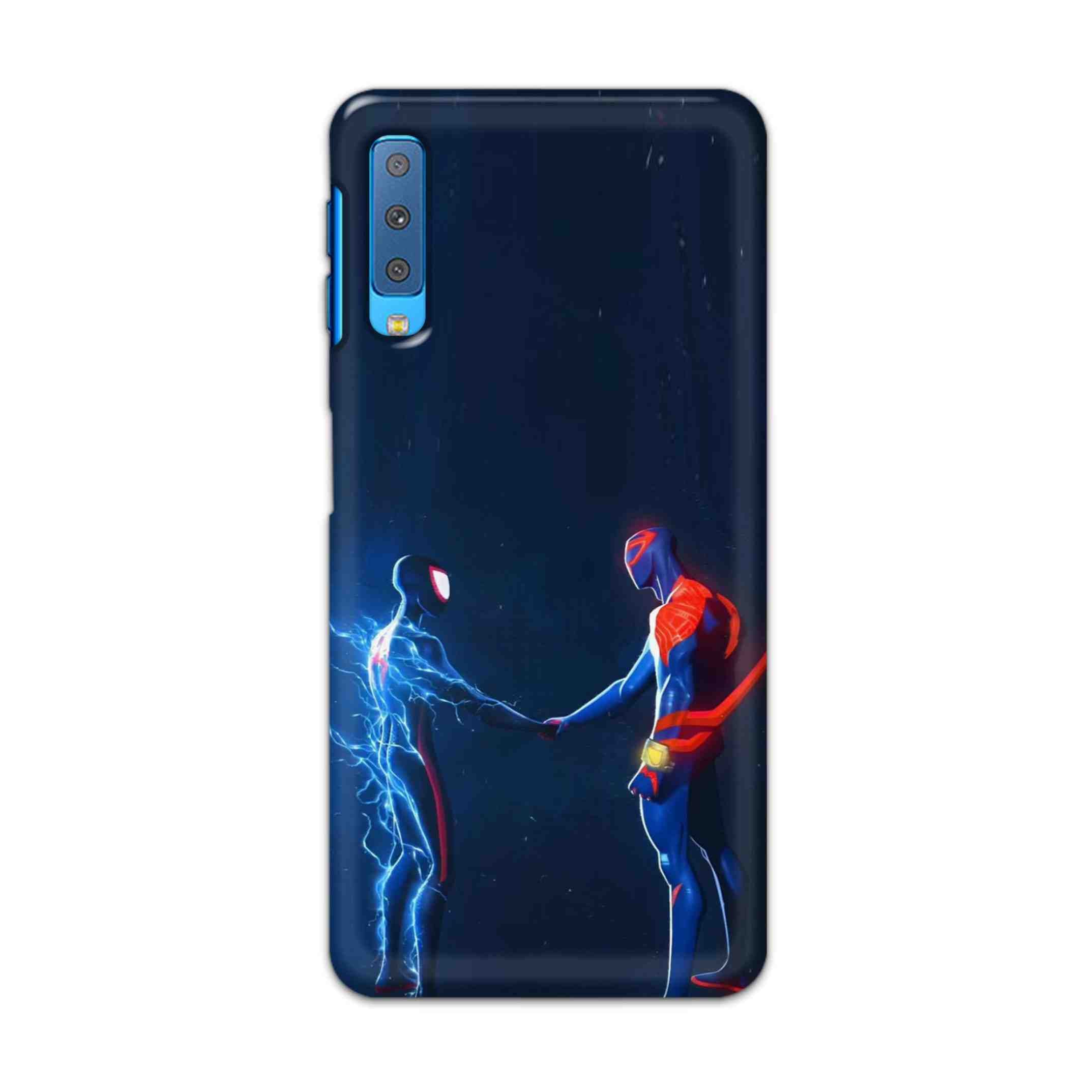 Buy Miles Morales Meet With Spiderman Hard Back Mobile Phone Case Cover For Samsung Galaxy A7 2018 Online