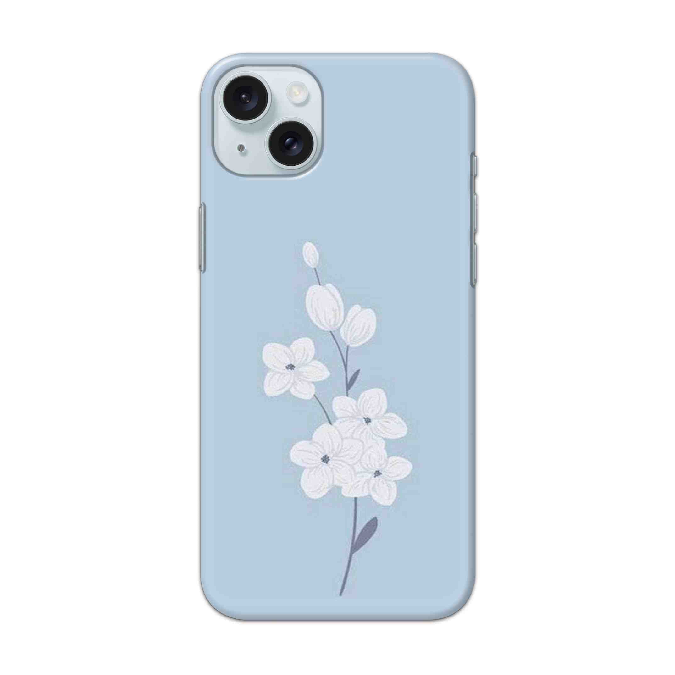 Buy White Flower Hard Back Mobile Phone Case Cover For Apple iPhone 15 Plus Online